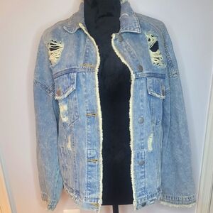 POL.Distressed Denim Jacket. Size M